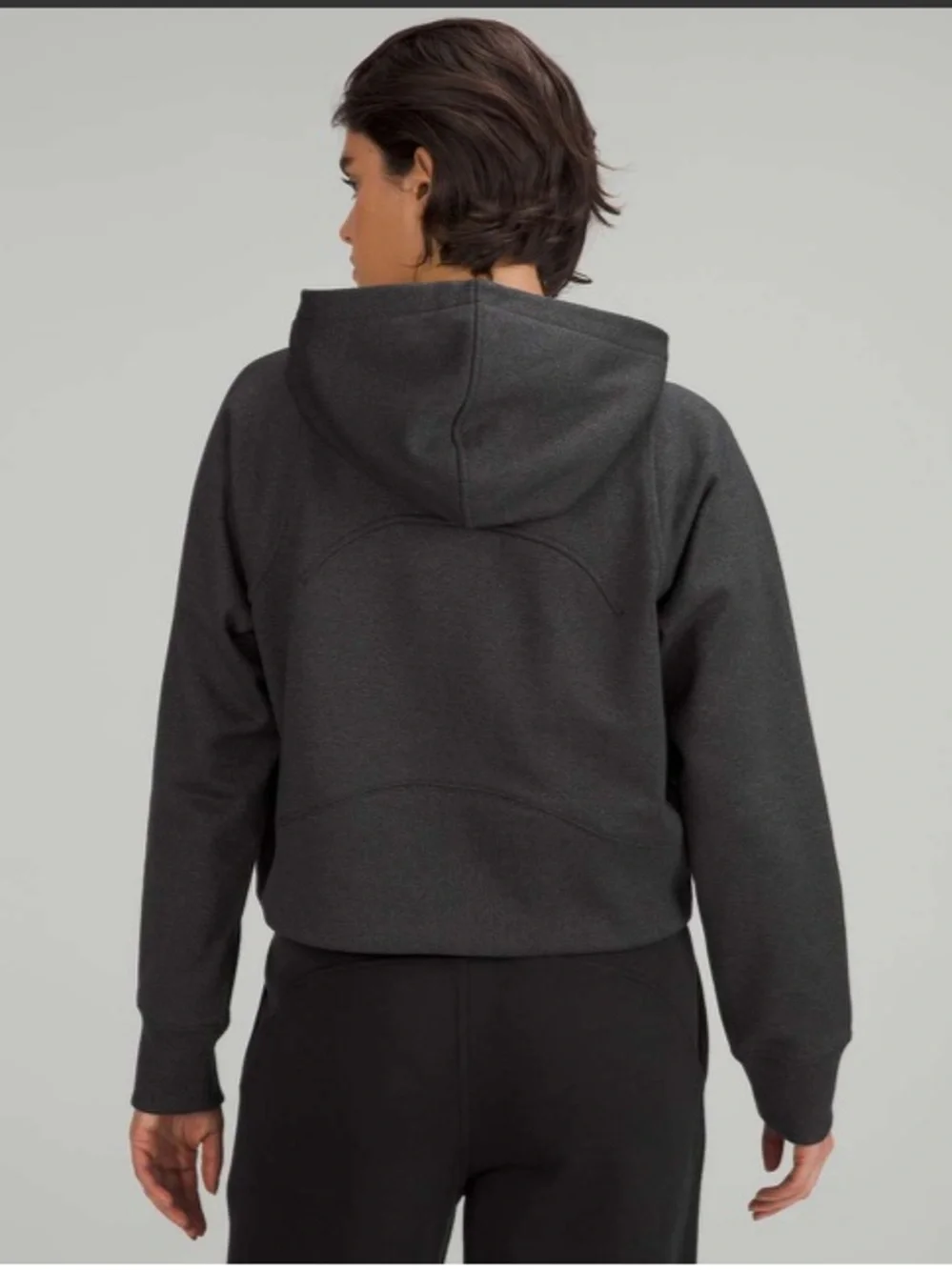 LULULEMON Loungeful Cropped Hoodie *spark Black/Gray size 10 - Picture 2 of 11
